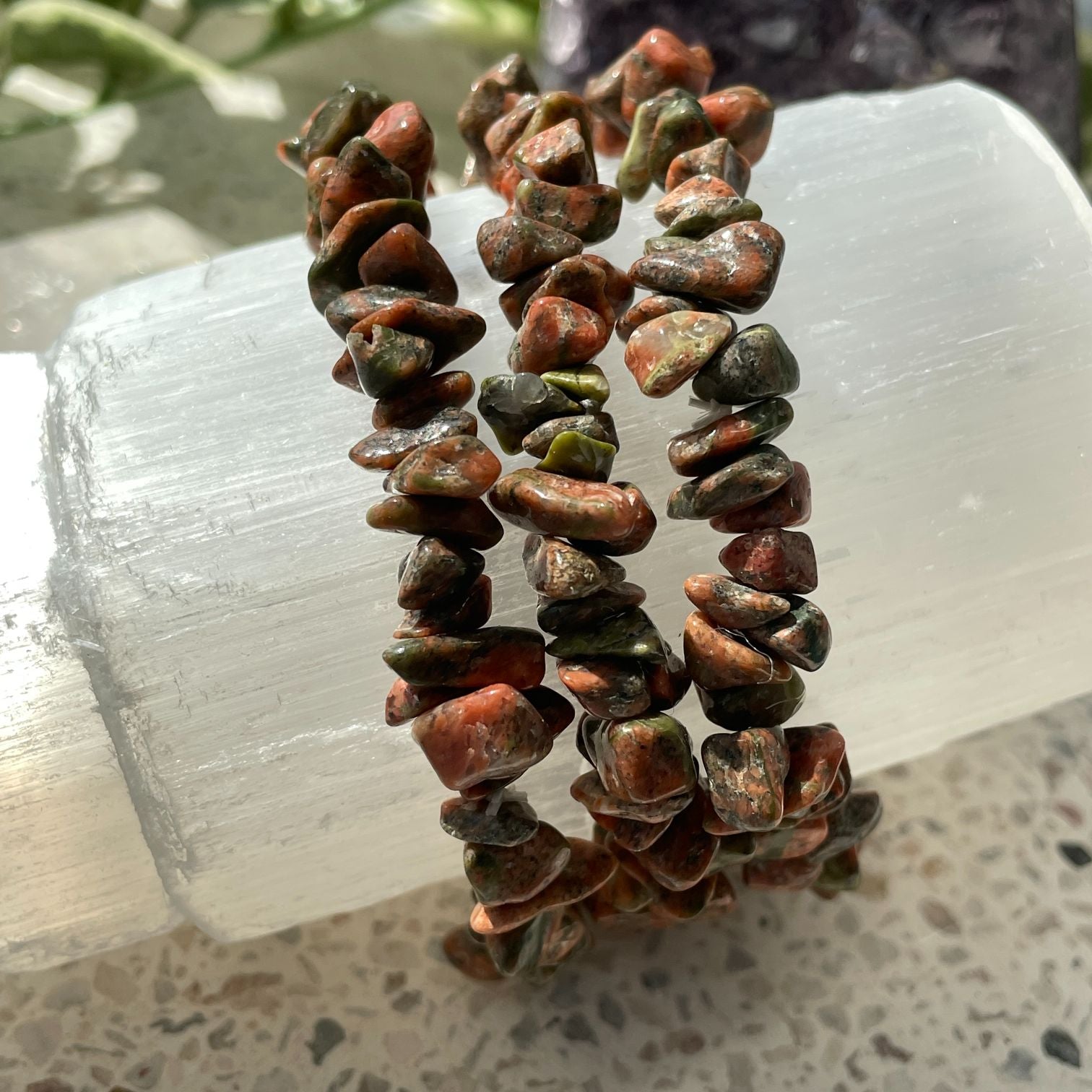 Unakite Chip Bracelet Unakite Chip Bracelet
